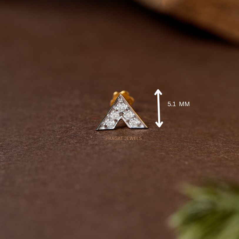 Chevron Spark Diamond Nose Pin/V-Shine Diamond Nose Stud/Arrow Glint Diamond Nose Pin/np1217