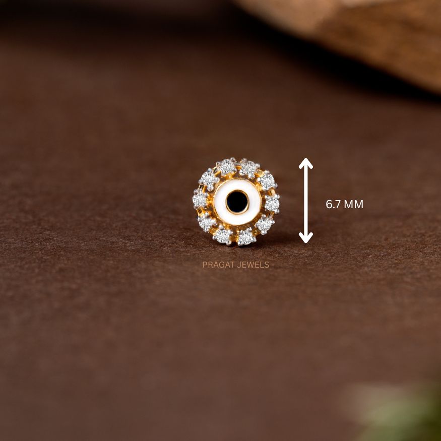 Diamond Evil Eye Nose Pin/Sparkling Evil Eye Diamond Nose Stud/