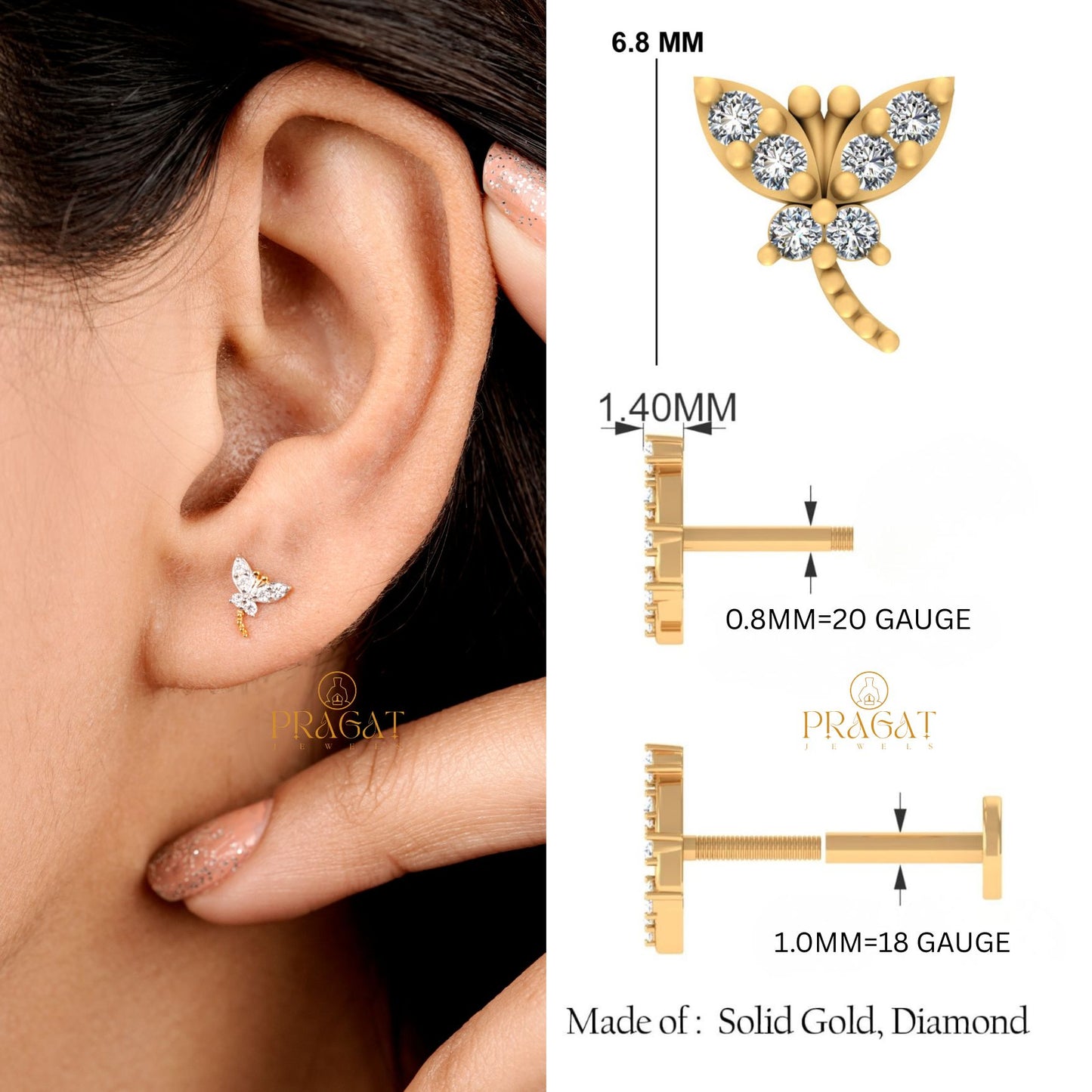 Flutter Diamond Butterfly Stud/Sparkling Butterfly Diamond Stud/