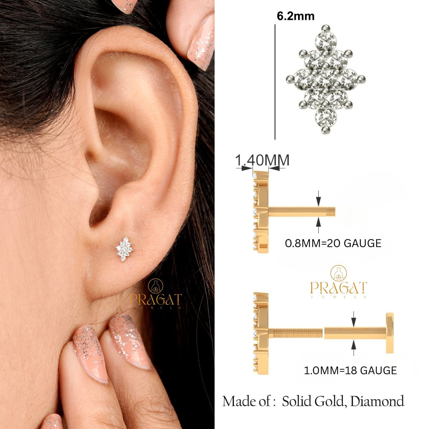 Snowflake Spark Diamond Stud/Frost Star Diamond Stud/NP0797