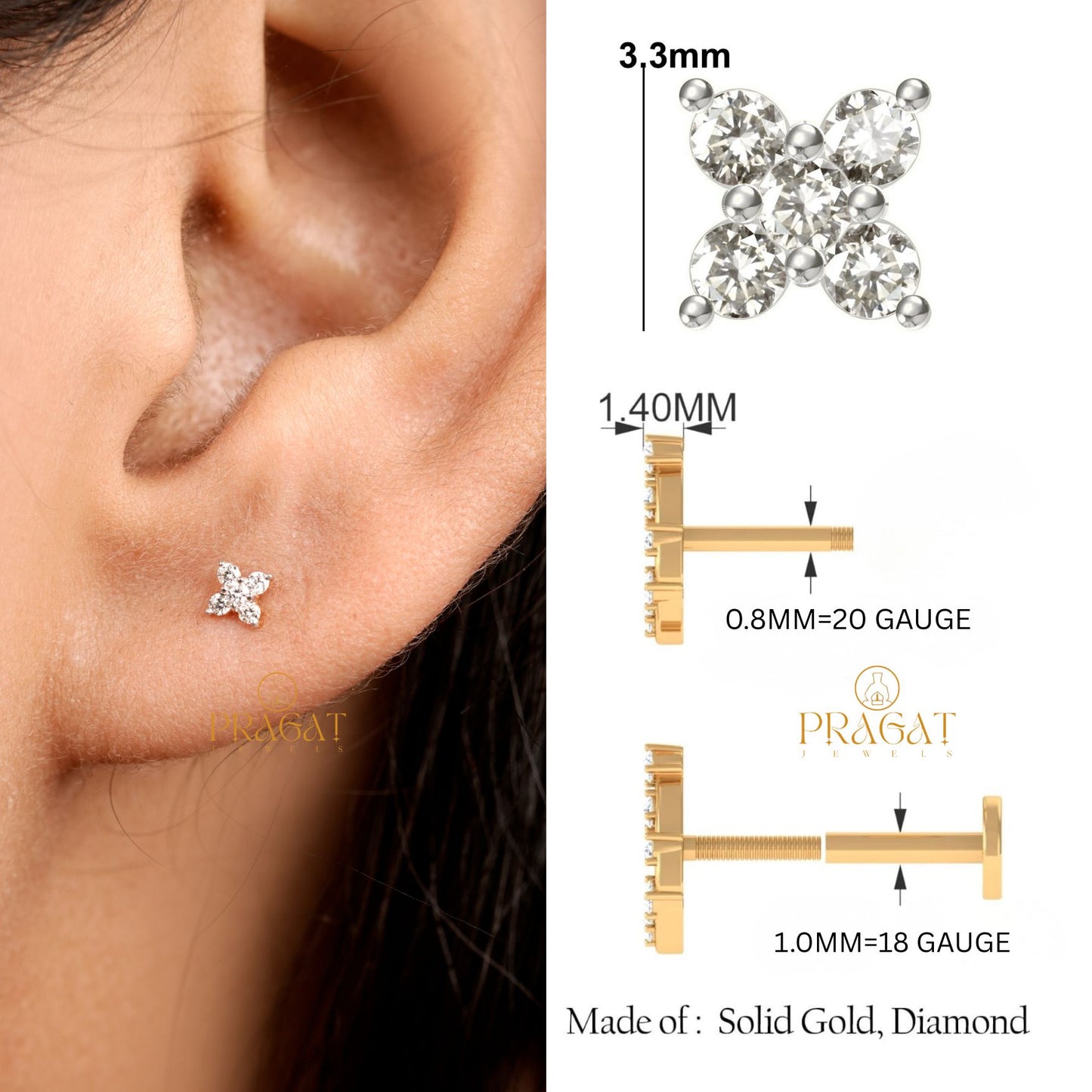 Blossom Shine Diamond Stud Earring/Petal Spark Diamond Flower Stud