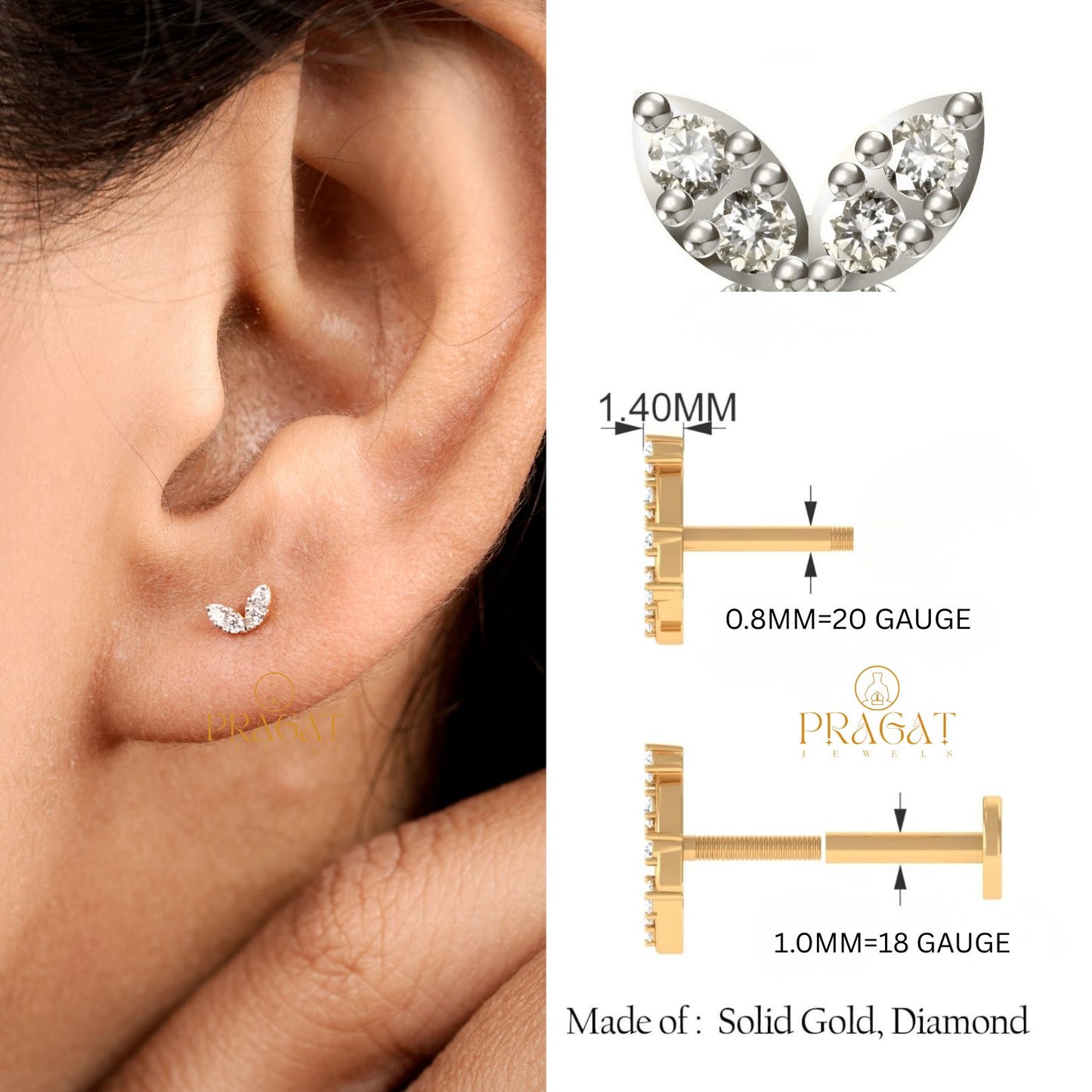 Butterfly Diamond Gold Stud Earrings/Petite Butterfly Diamond Gold Earrings/