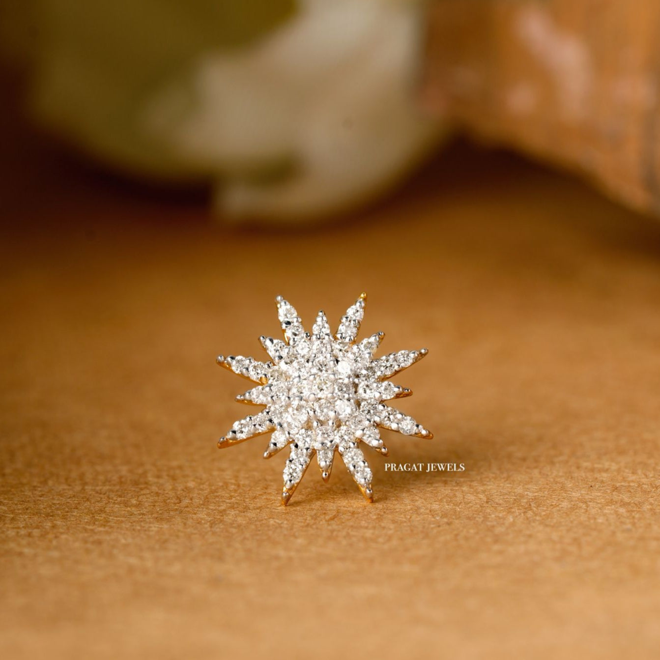 Indian Nose Stud Traditional Nose Stud Indian Nose pin Diamond Nose Piercing Unique Nose Stud 18K Yellow gold Nose Stud Shape Nose Stud