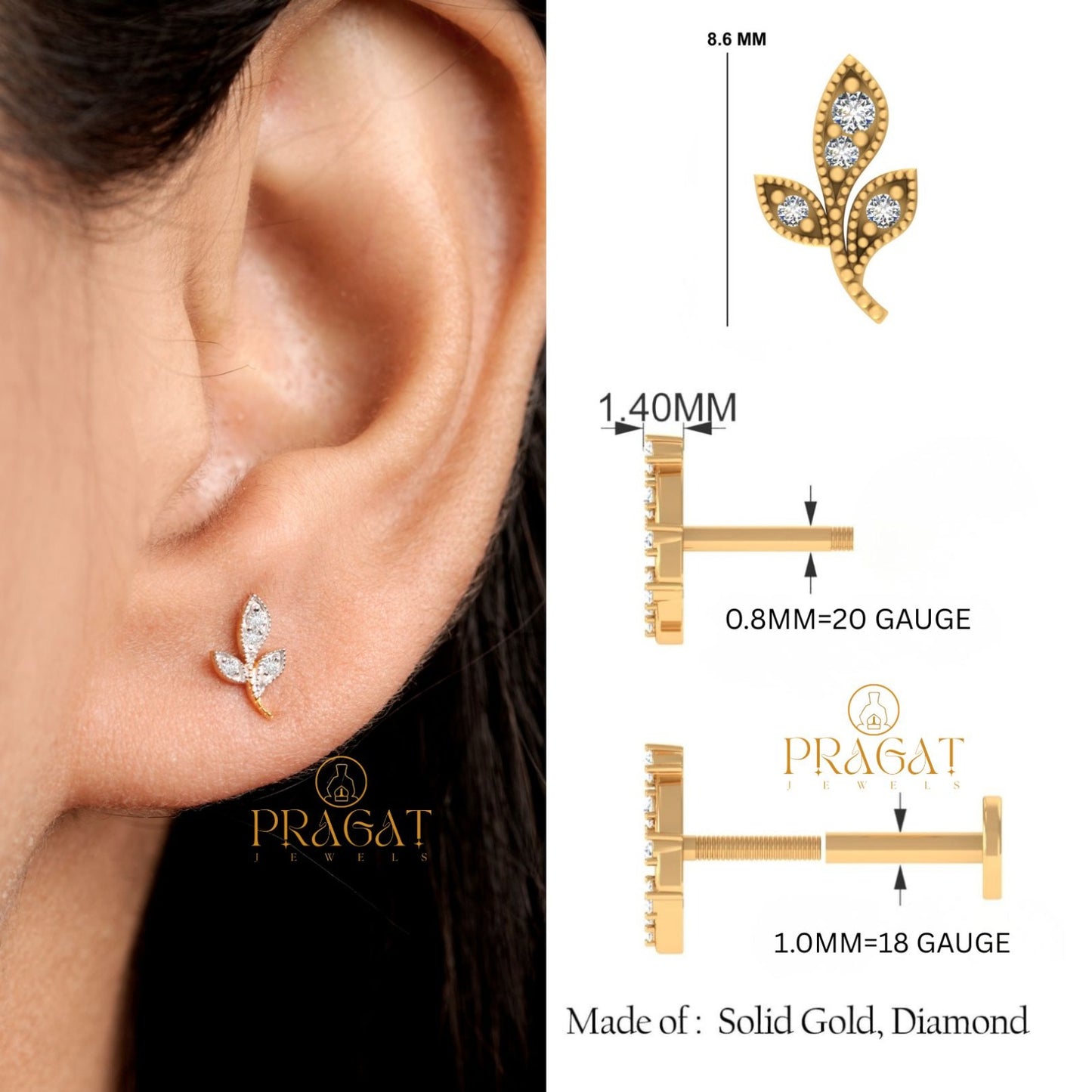 Diamond Leaf Stud Earrings/Nature-Inspired Diamond Leaf Studs/Petite Diamond Vine Earrings NP1225