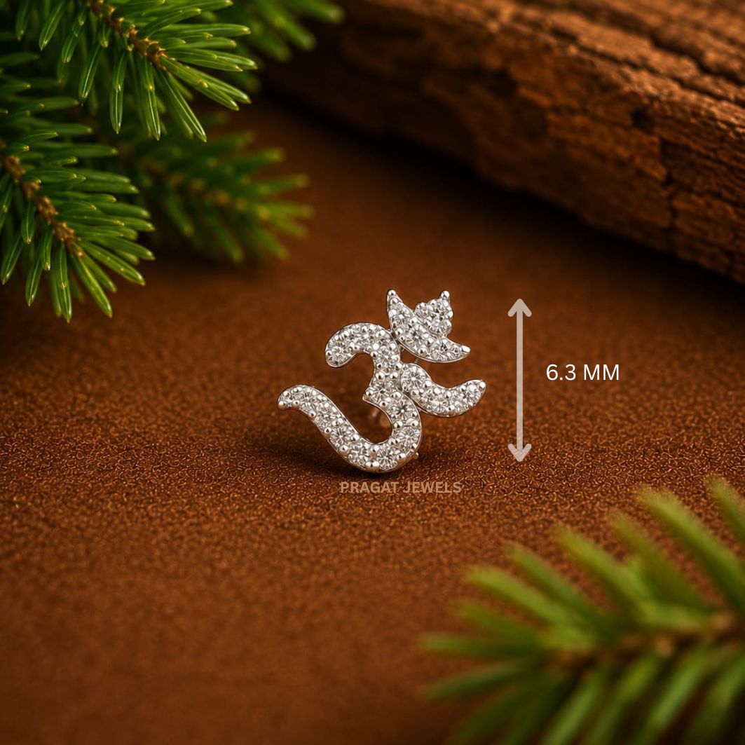 Divine Om Sparkle Gold Nose Pin/Sacred Om Diamond Nose Stud/Shivaya Om Gold Nose Pin/NP1384