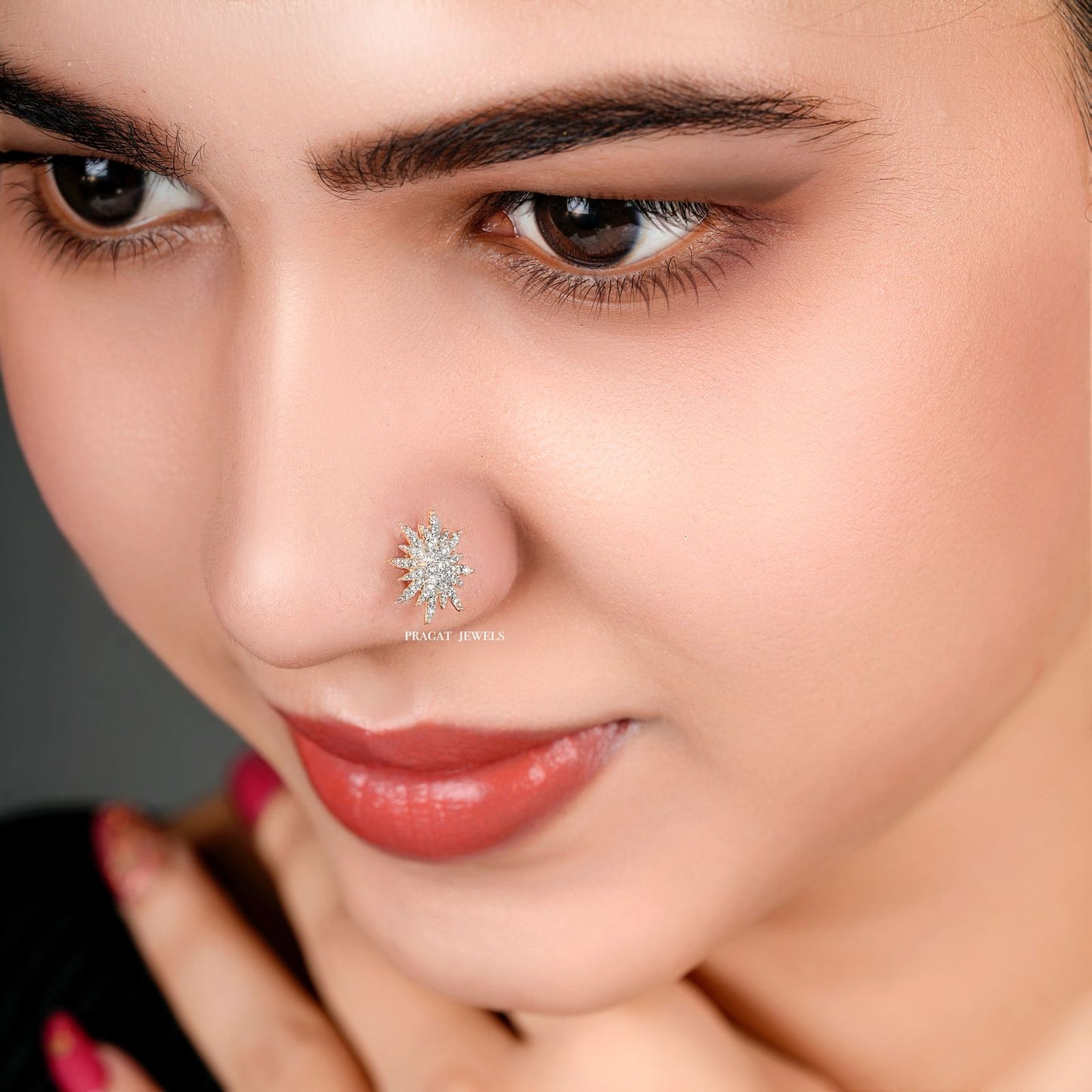 Indian Nose Stud Traditional Nose Stud Indian Nose pin Diamond Nose Piercing Unique Nose Stud 18K Yellow gold Nose Stud Shape Nose Stud