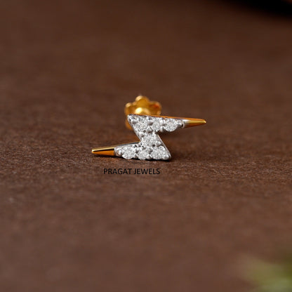 Zigzag Diamond Stud/Lightning Shape Diamond Stud/Geometric Z Diamond Stud/