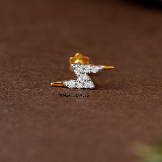 Zigzag Diamond Stud/Lightning Shape Diamond Stud/Geometric Z Diamond Stud/