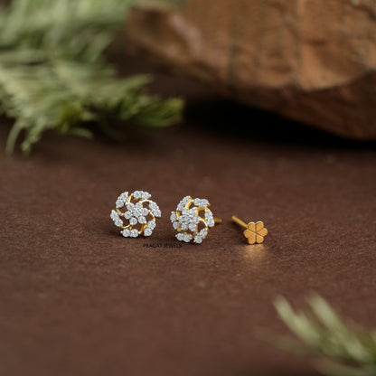 Diamond Blossom Gold Earrings/Floral Spark Stud Earrings/Luxe Bloom Gold Studs/NP0354