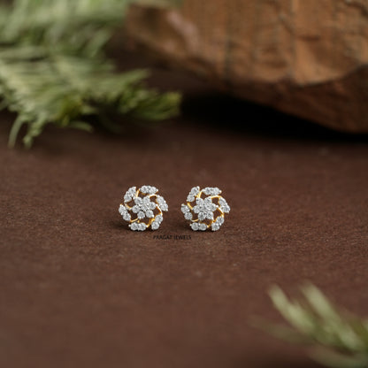 Diamond Blossom Gold Earrings/Floral Spark Stud Earrings/Luxe Bloom Gold Studs/NP0354