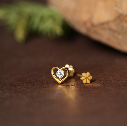 Golden Heart Spark Nose Pin/Heart Glow Gold Nose Pin/Eternal Heart Diamond Nose Pin/NP0866