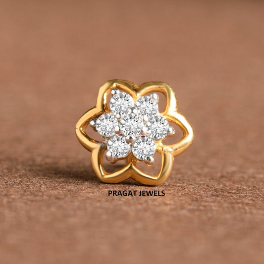 Diamond Nosepin Solitaire Yellow Gold Brillant Cut Diamond Hand crafted with love NP0278