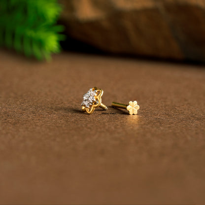 Diamond Nosepin Solitaire Yellow Gold Brillant Cut Diamond Hand crafted with love NP0278