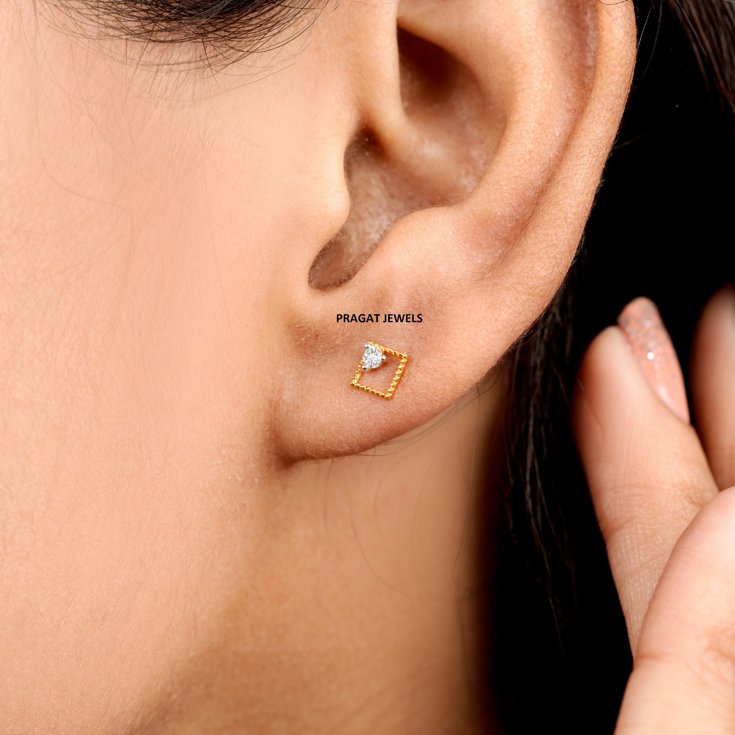 Solid Yellow Gold Dangle Hoops Earring, Minimalist Fine Jewelry, Dainty Drop Earring Gift NP1255