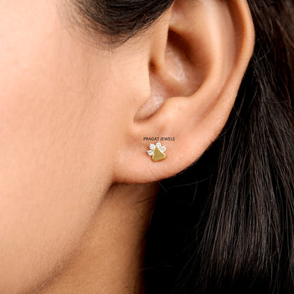 Solid Gold Cherry Blossom Stud Earrings, Dainty Yellow Gold Sakura Flower Earrings, Real Gold Gift for Her NP1257