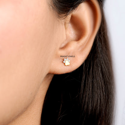 Solid Gold Cherry Blossom Stud Earrings, Dainty Yellow Gold Sakura Flower Earrings, Real Gold Gift for Her NP1257