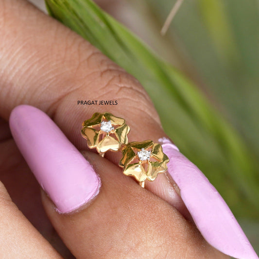 Flowers 14K Yellow Gold Earrings Handcrafted With Love For the Special Moments Of Your Life.ER2017