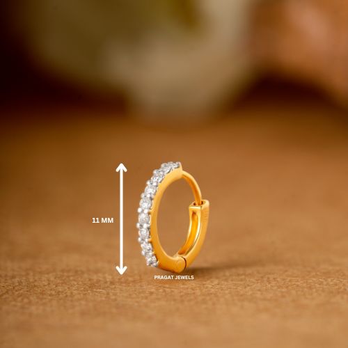 Brilliant Cut Diamond  18K Yellow Gold   Nose Ring,A Percious Gift for The Percious One. - PRAGAT JEWELS