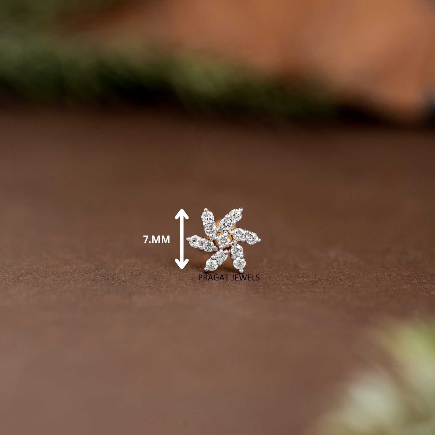 Natural Diamond Nose Pin/  Yellow Gold Wire Type Nose Pin/ Engagement Gif Anniversary Gift NP1131