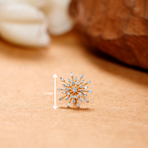 Stunning floral Diamond cocktail Nosepin for women Gift for The Percious One. - PRAGAT JEWELS