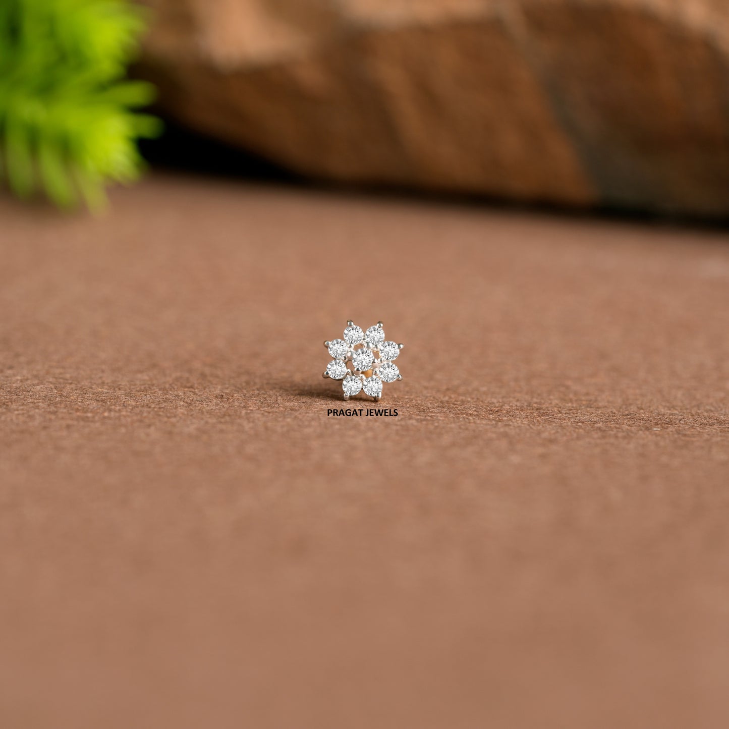 Flower Push Nosepin Stud, Indian Dangle Nose Stud, Tragus Stud, Helix Stud, Gold Nose Piercing,NP0946