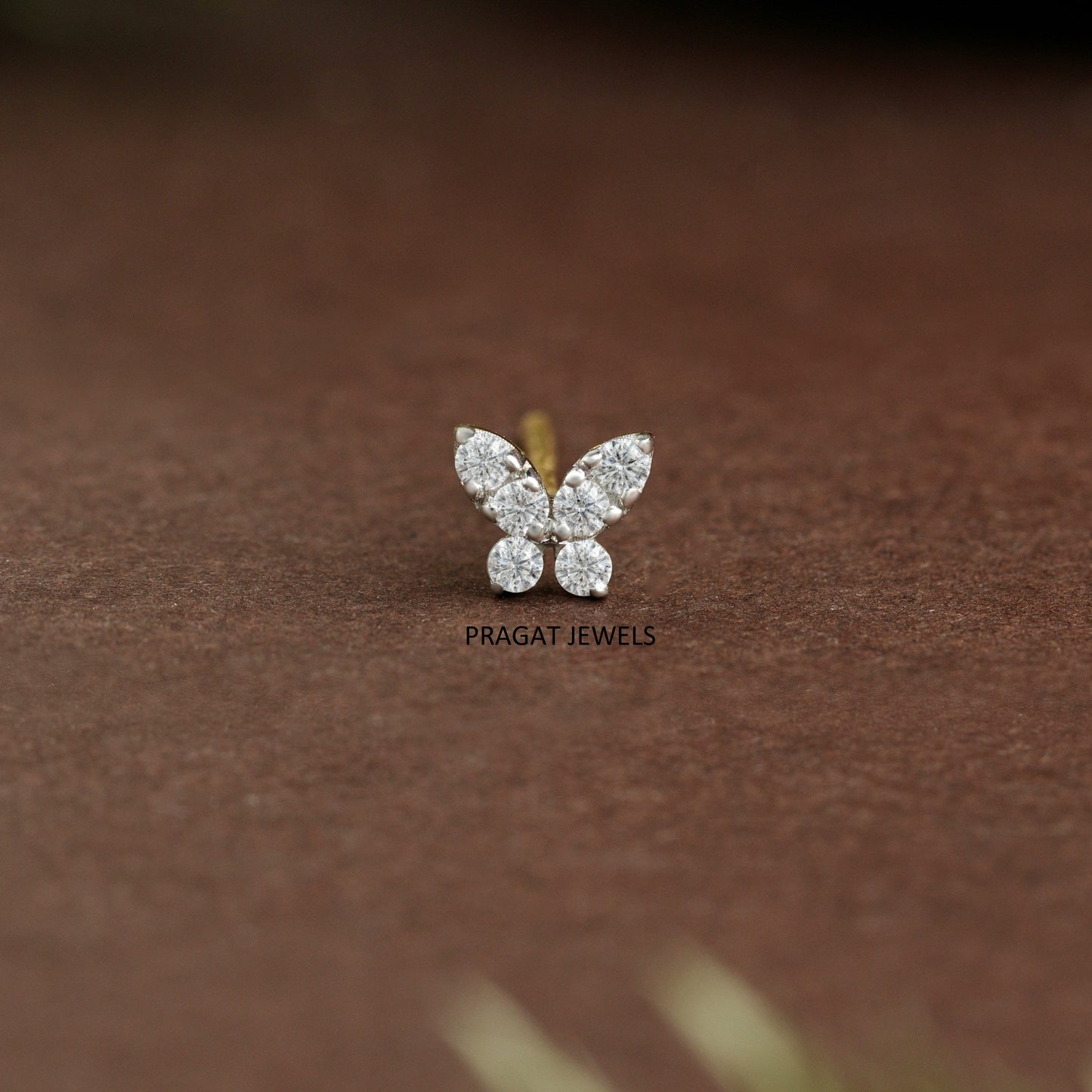 Golden Butterfly Diamond Nosepin/Flutter Glow Gold Nose Stud/Butterfly Spark Nosepin/NP1174