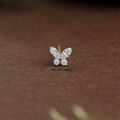 Golden Butterfly Diamond Nosepin/Flutter Glow Gold Nose Stud/Butterfly Spark Nosepin/NP1174