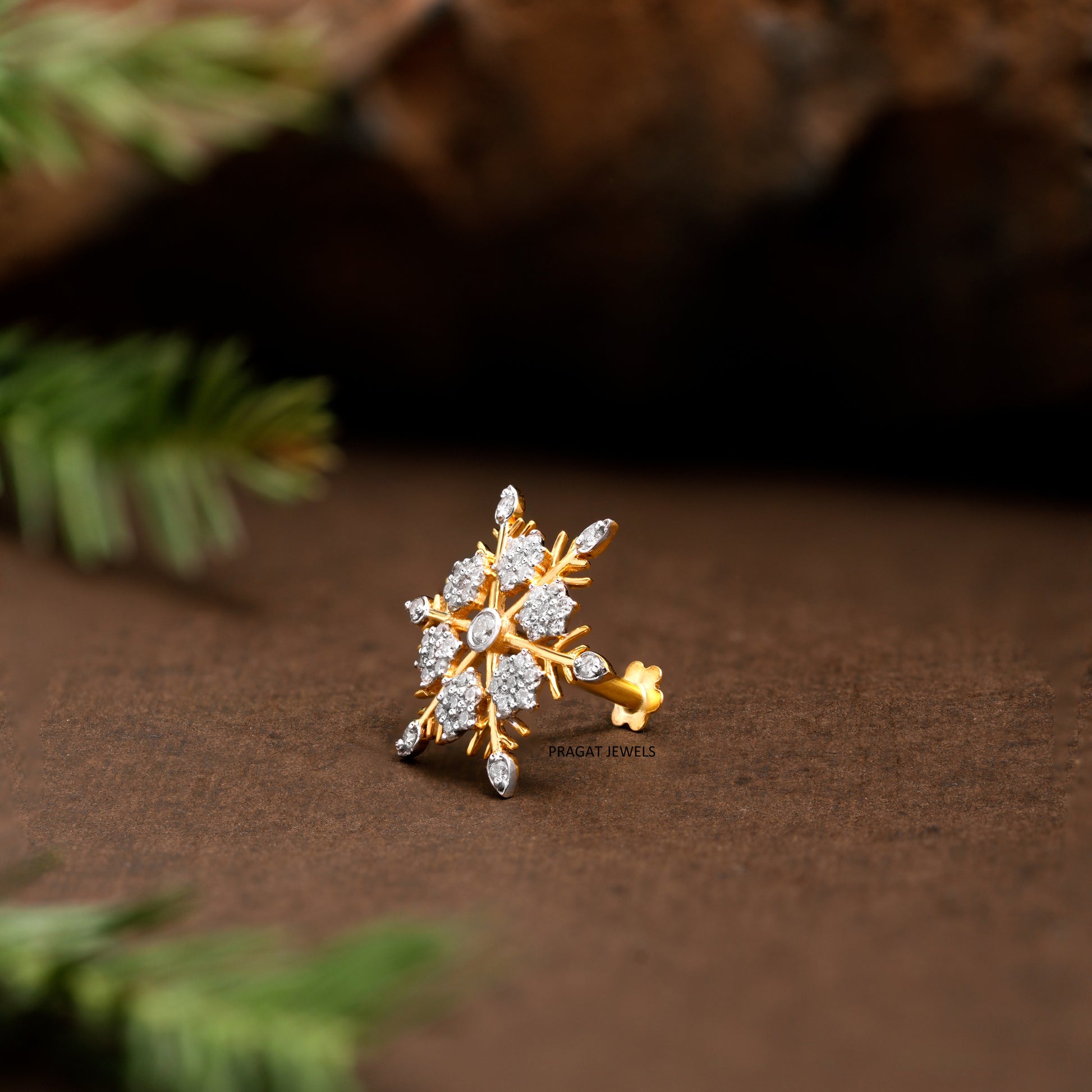 Diamond cocktail Nosepin for women Gift for The Percious One. - PRAGAT JEWELS