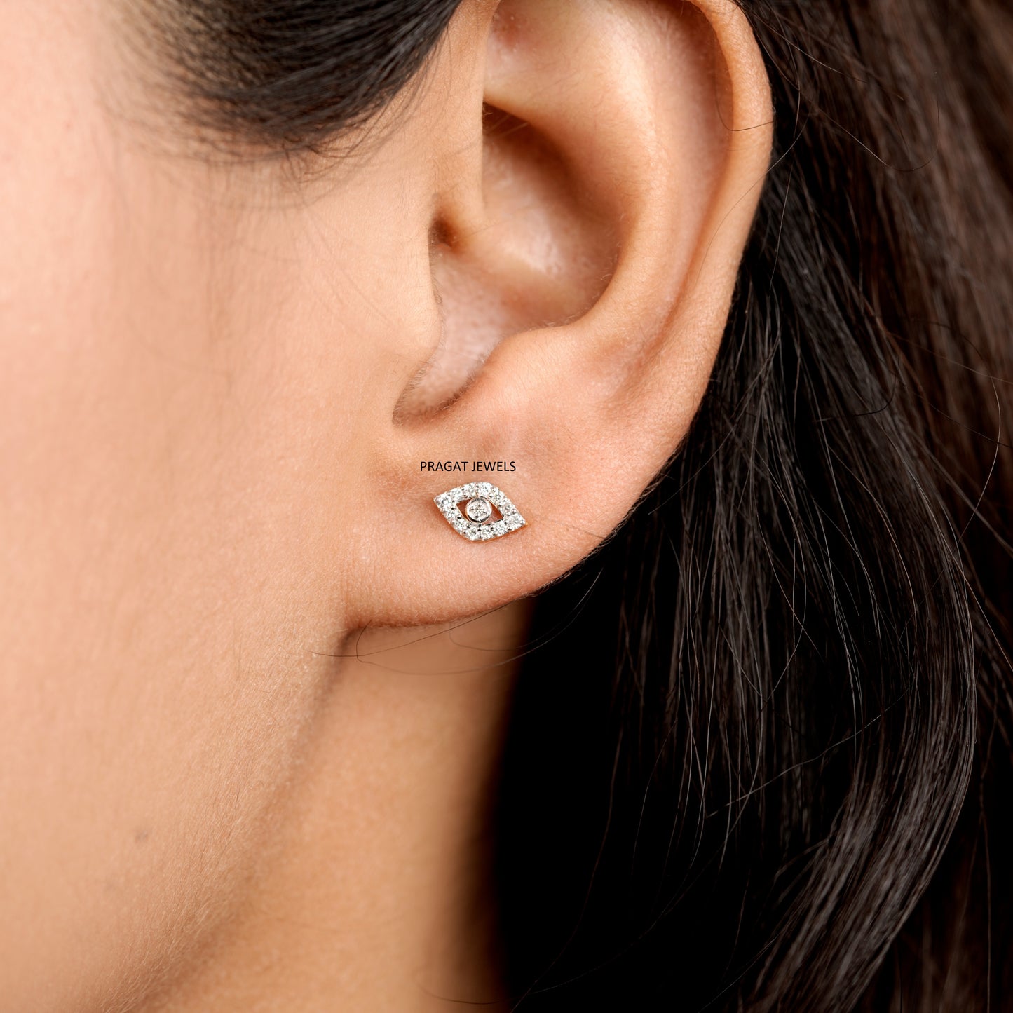 Minimal Diamond Stud Earrings | Evil Eye Inspired Dainty Jewelry | Everyday Elegant Gift for Her NP1235