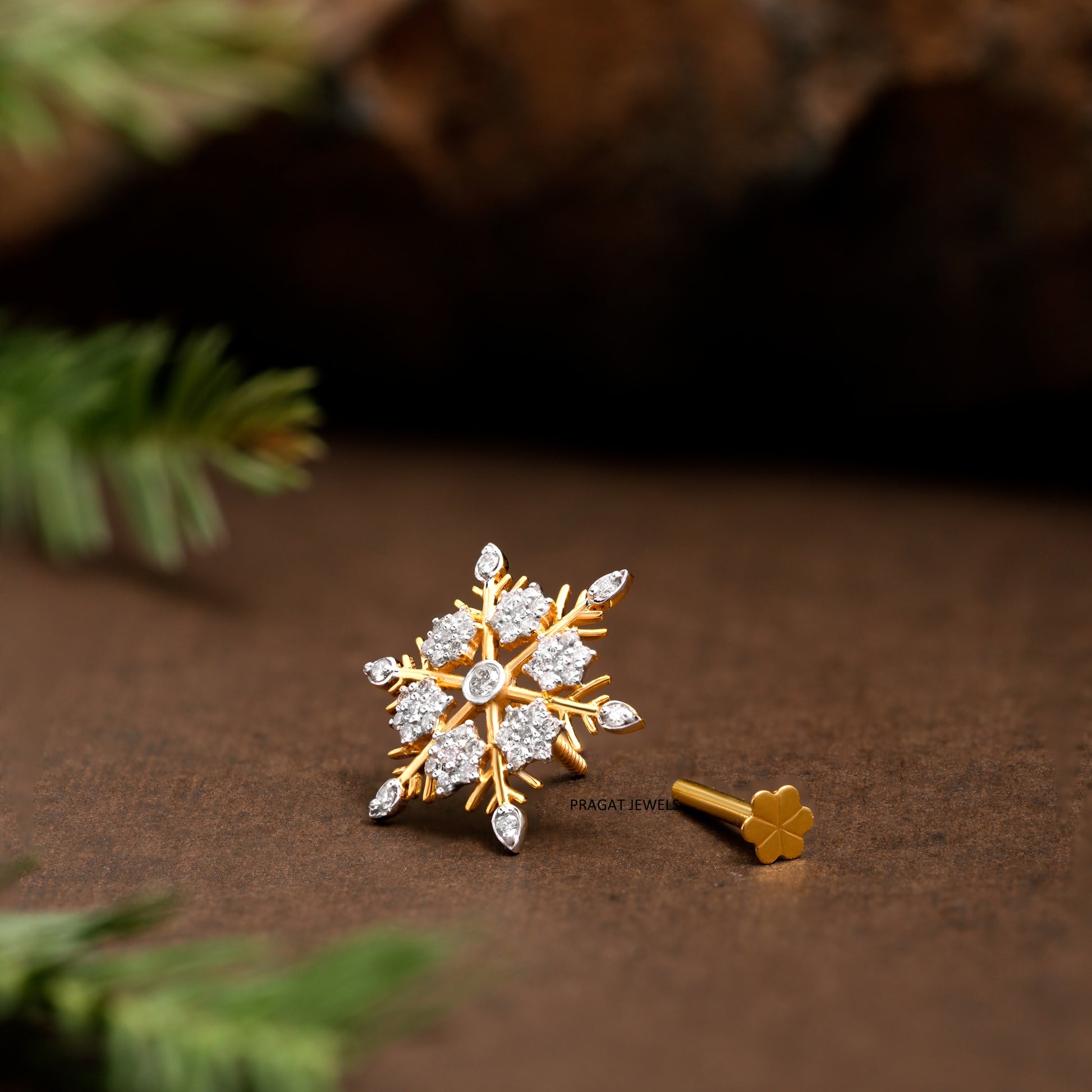 Diamond cocktail Nosepin for women Gift for The Percious One. - PRAGAT JEWELS