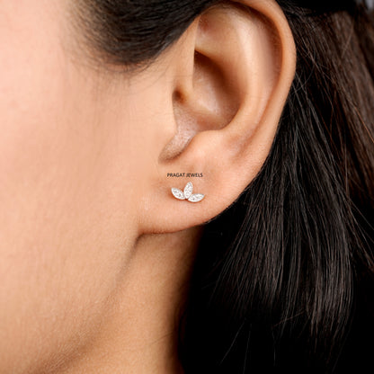 Minimal Diamond Stud Earrings | Curved Line Design | Dainty Everyday Jewelry”NP1220