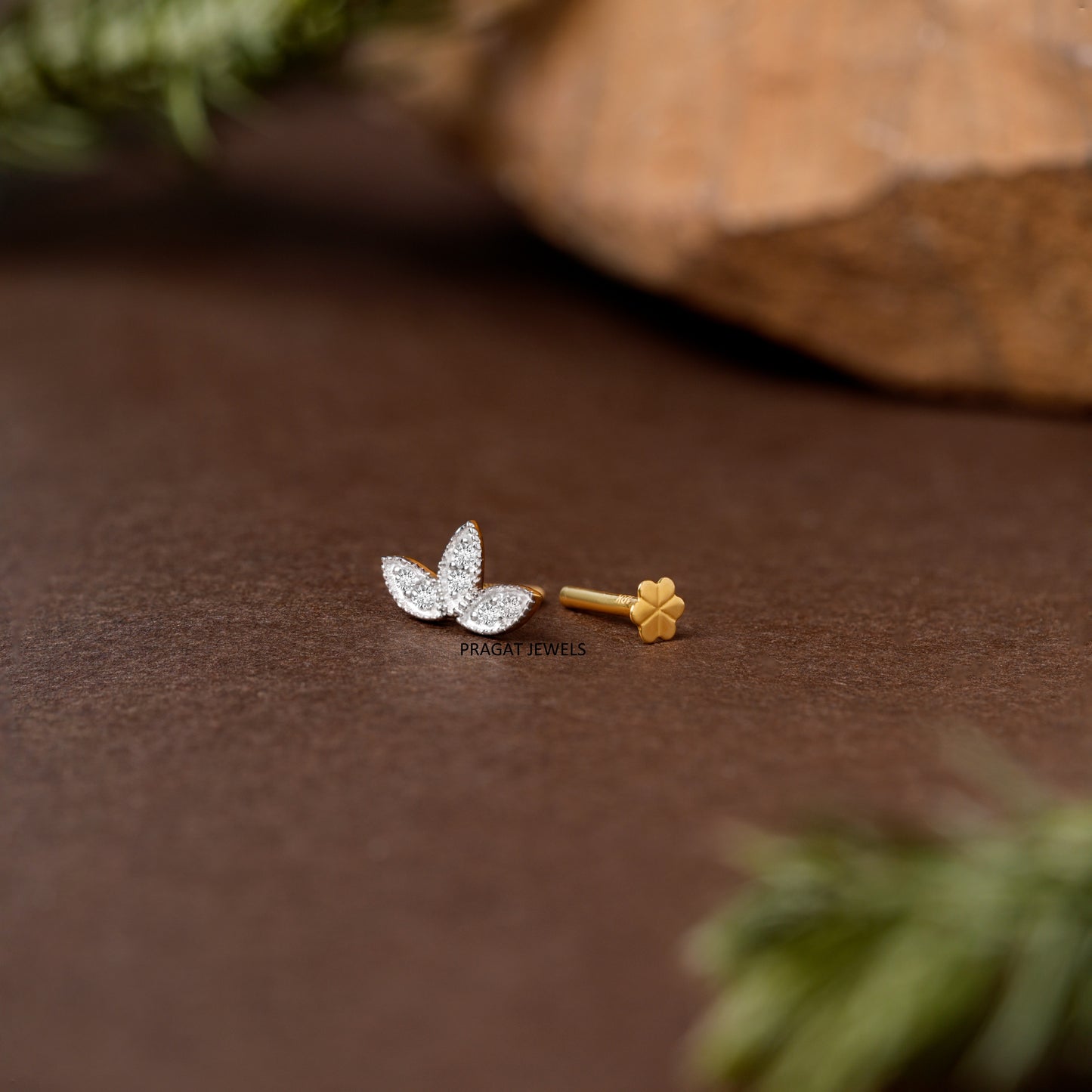Gold Diamond Serpent Snake Nose Pin/Winding Snake Nose Stud with Decorative Flower Back/np1220