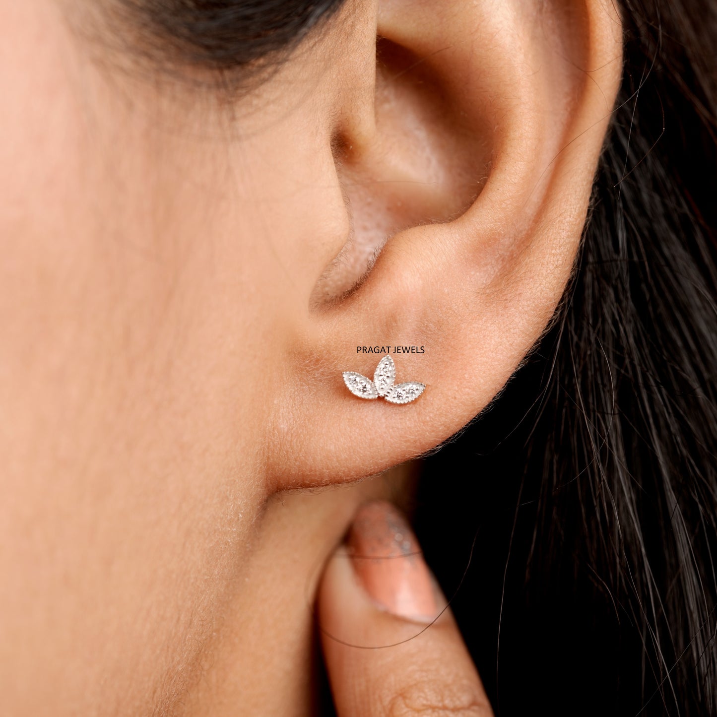 Minimal Diamond Stud Earrings | Curved Line Design | Dainty Everyday Jewelry”NP1220