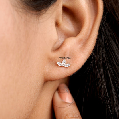 Minimal Diamond Stud Earrings | Curved Line Design | Dainty Everyday Jewelry”NP1220