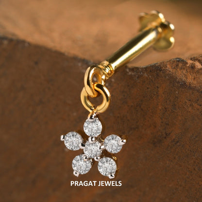 Diamond Cluster Helix Bugadi 18k Yellow Gold Brilliant Cut Diamond Handcrafted With Love.NP0143