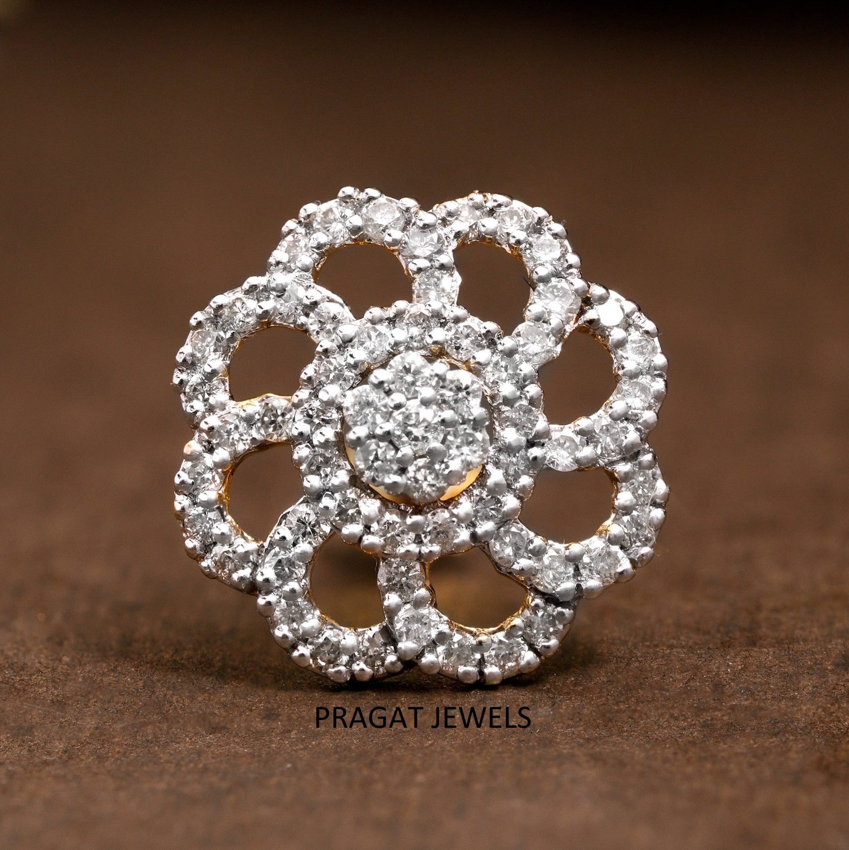 Diamond Nosepin Solitaire Yellow Gold Brillant Cut Diamond Hand crafted with love - PRAGAT JEWELS