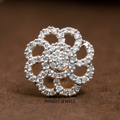 Diamond Nosepin Solitaire Yellow Gold Brillant Cut Diamond Hand crafted with love - PRAGAT JEWELS