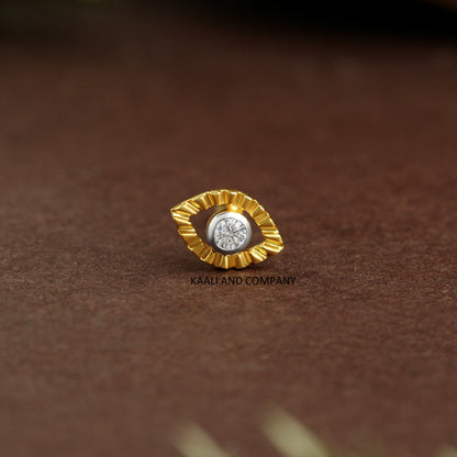 Golden Evil Eye Nosepin/Nazar Spark Gold Nose Stud/Diamond Eye Glow Nosepin/NP1307