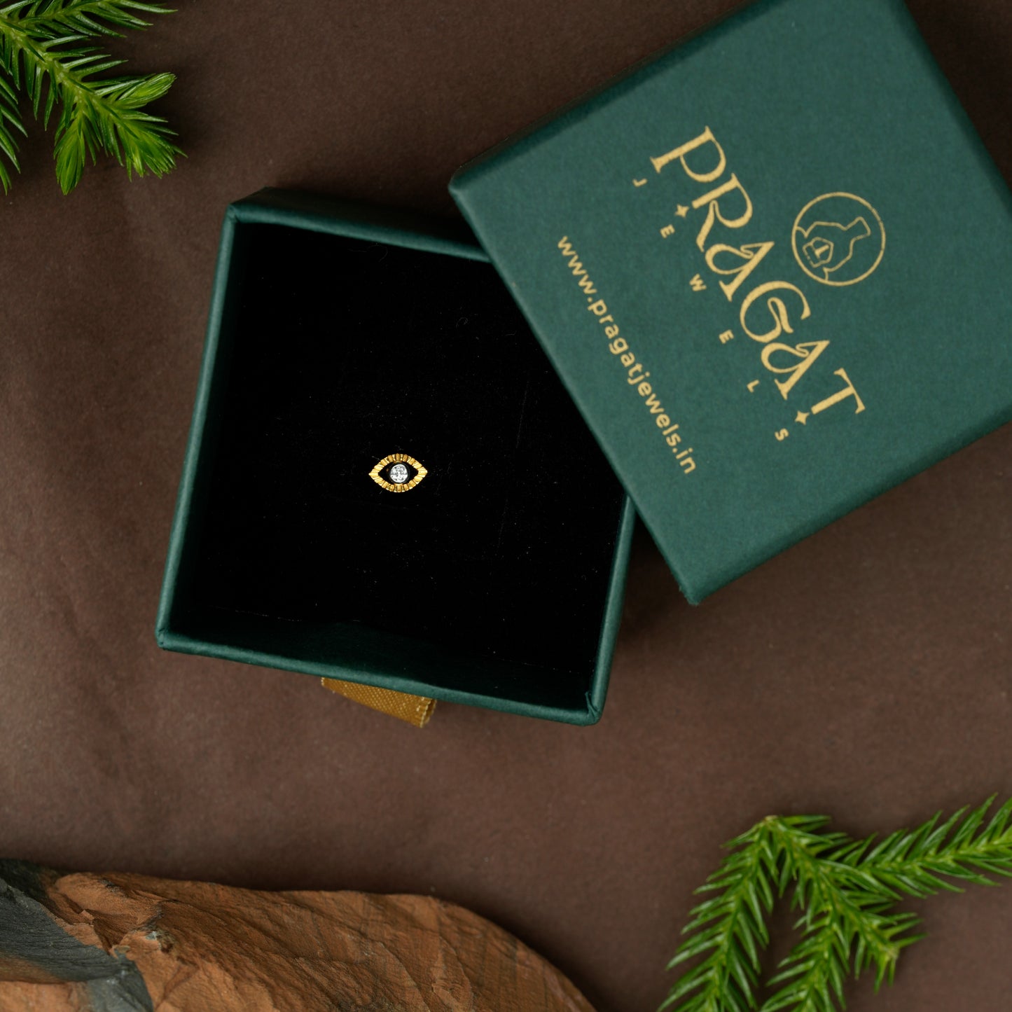 Golden Evil Eye Nosepin/Nazar Spark Gold Nose Stud/Diamond Eye Glow Nosepin/NP1307