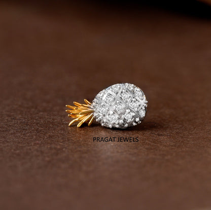 Gold Diamond Pineapple Fruit Nose Pin/Sparkling Pineapple Stud with Golden Crown/np1233