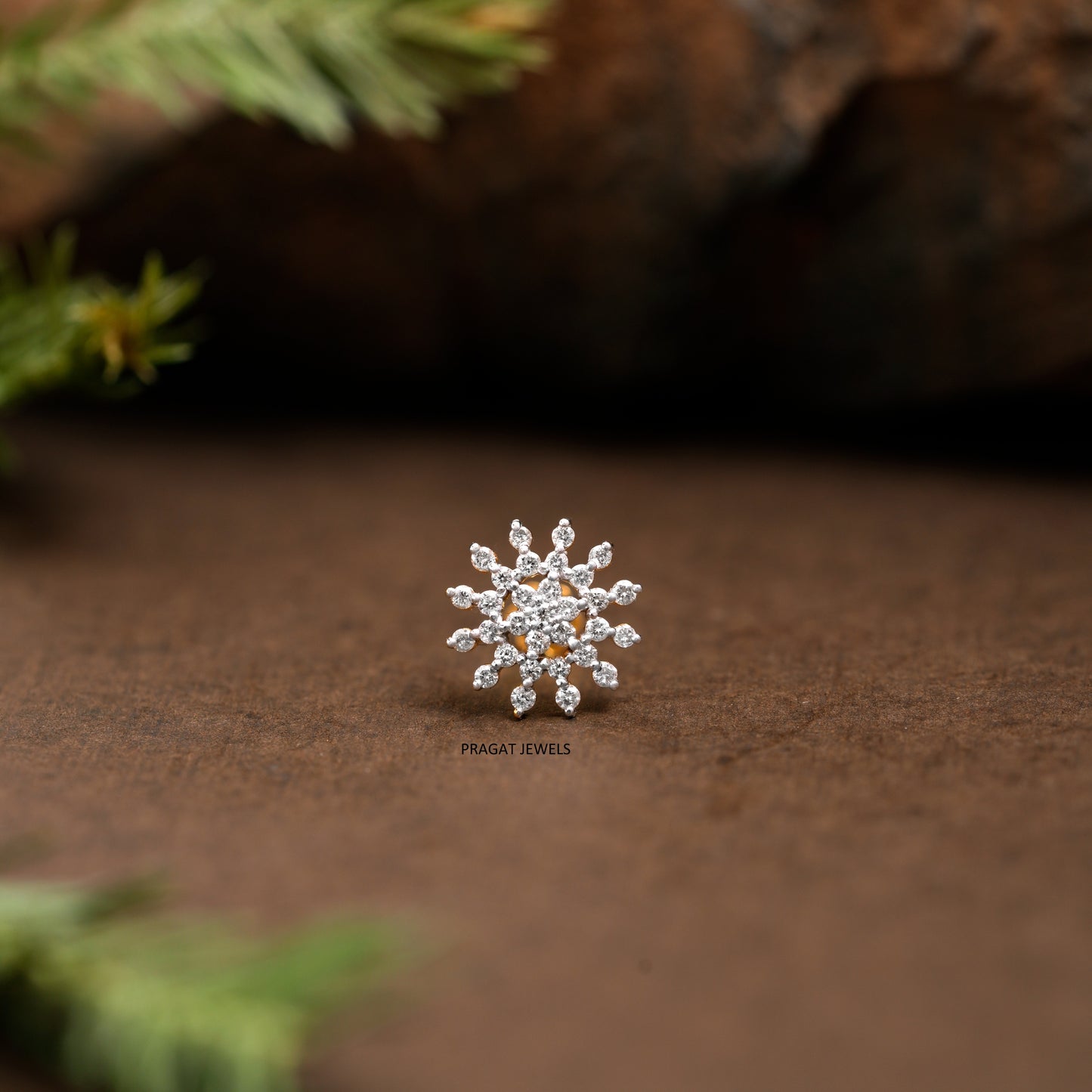 Indian Nose pin Diamond Nose Piercing Unique Nose Stud  Yellow gold Nose Stud Shape Nose Stud NP1119