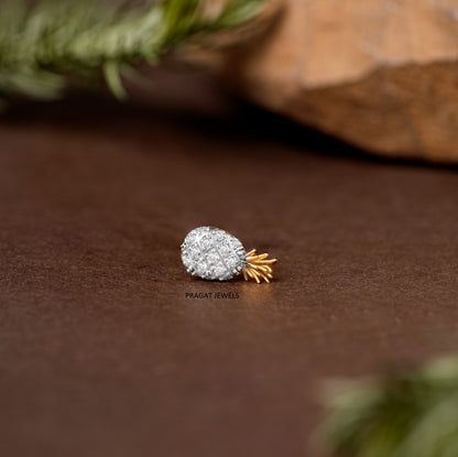 Gold Diamond Pineapple Fruit Nose Pin/Sparkling Pineapple Stud with Golden Crown/np1233