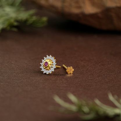 Ruby Bloom Nose Pin/Scarlet Starburst Nose Pin/Gulnaar Diamond Nose Pin/NP1108
