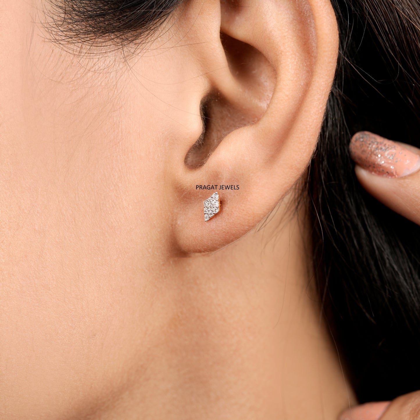 Mini Spark Diamond Stud Earrings/Classic Diamond Mosaic Stud/Petite Diamond Cluster Studs NP0797