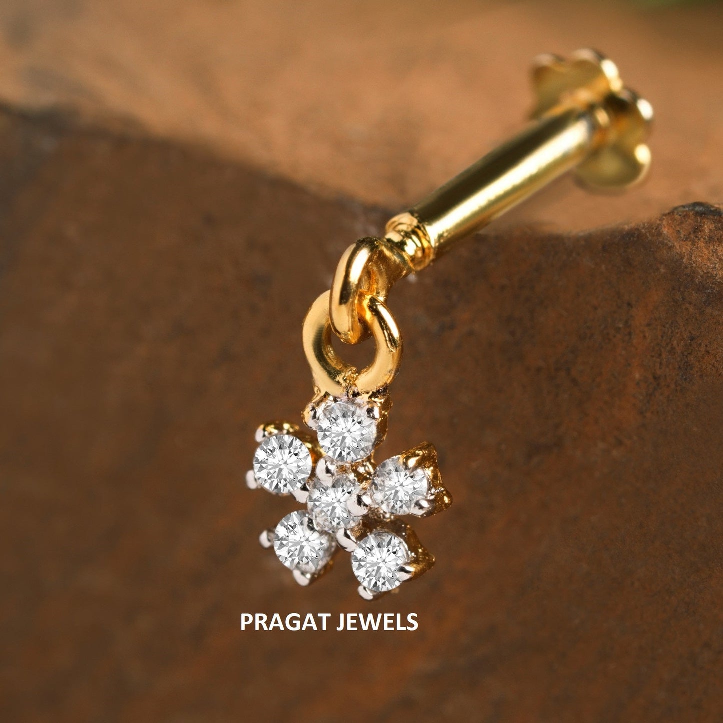 18kt Yellow Gold Floral Diamond Helix Bugadi Piercing NP0143