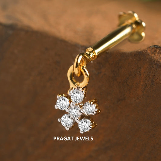 18kt Yellow Gold Floral Diamond Helix Bugadi Piercing NP0143