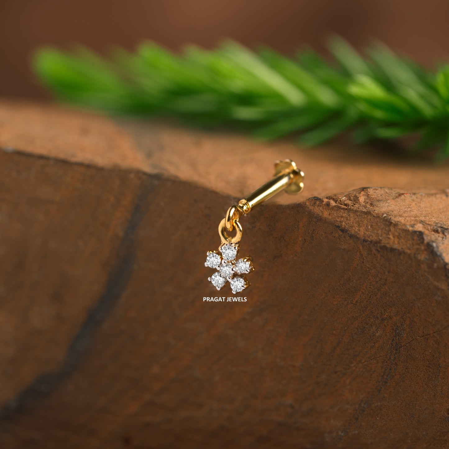 18kt Yellow Gold Floral Diamond Helix Bugadi Piercing NP0143
