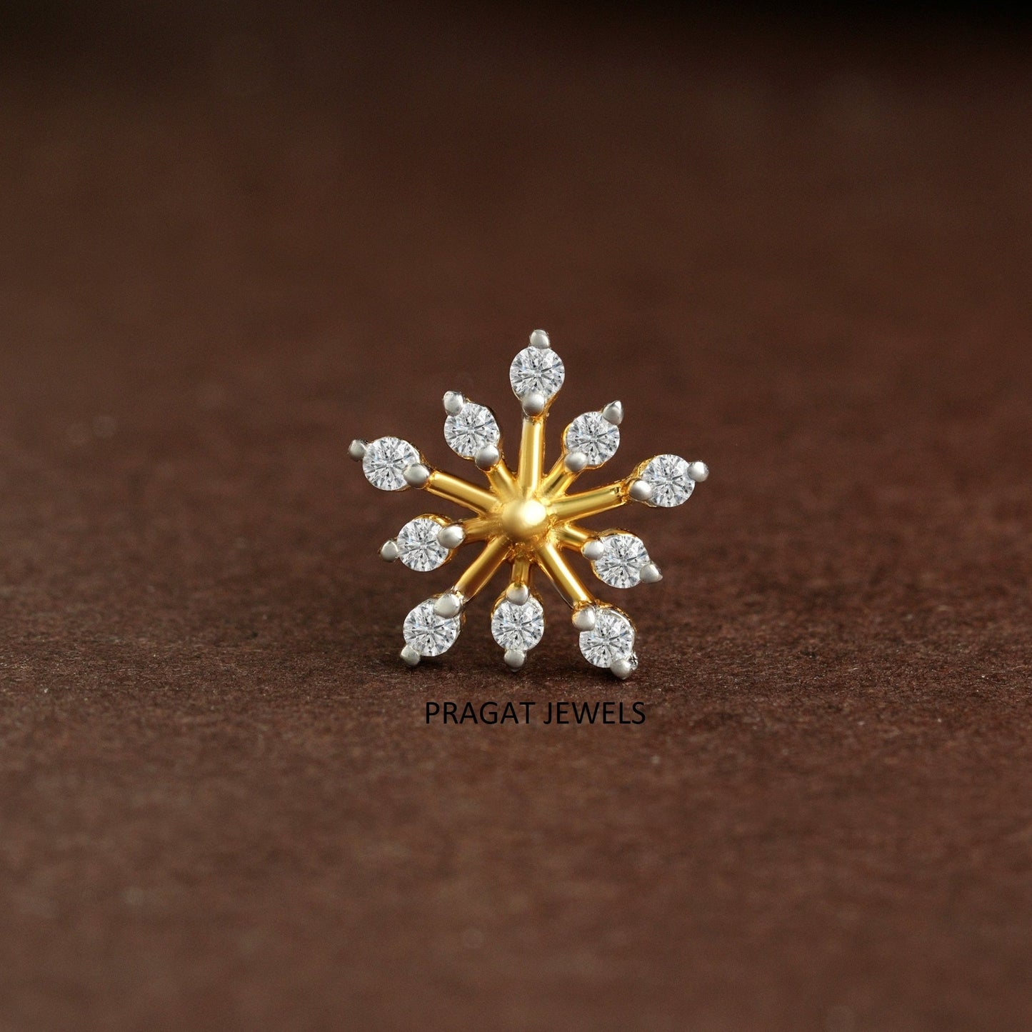 Golden Snowflake Nose Pin/Diamond Sunburst Nose Pin/Celestial Bloom Gold Nose Pin/NP0795