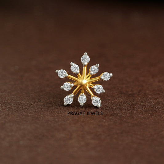 Golden Snowflake Nose Pin/Diamond Sunburst Nose Pin/Celestial Bloom Gold Nose Pin/NP0795