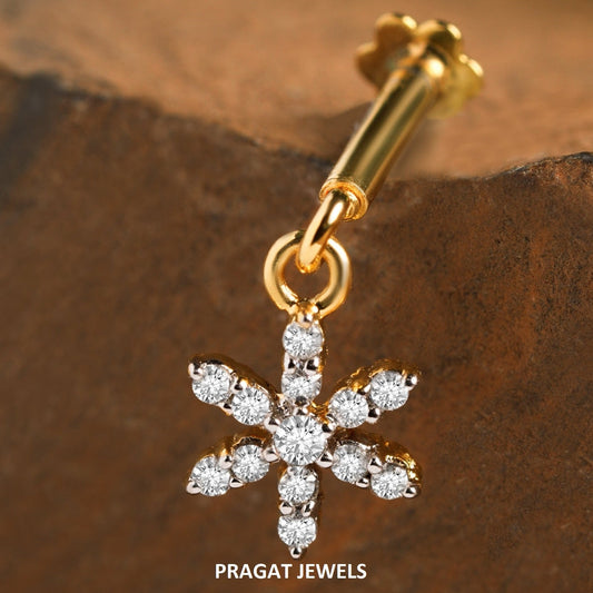 Flowers 18K Yellow Gold Helix Bugadi With Brilliant Cut NP0564
